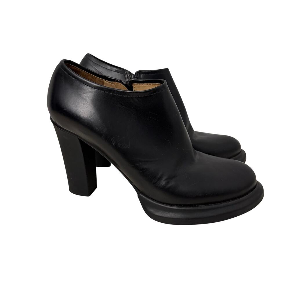 Jil Sander Ankle Boots Black Leather Women’s Size 10 US Side Zip Heel 40
